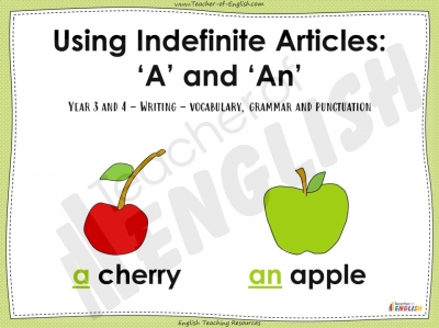 Indefinite Articles - 'A' and 'An' - Year 3 and 4